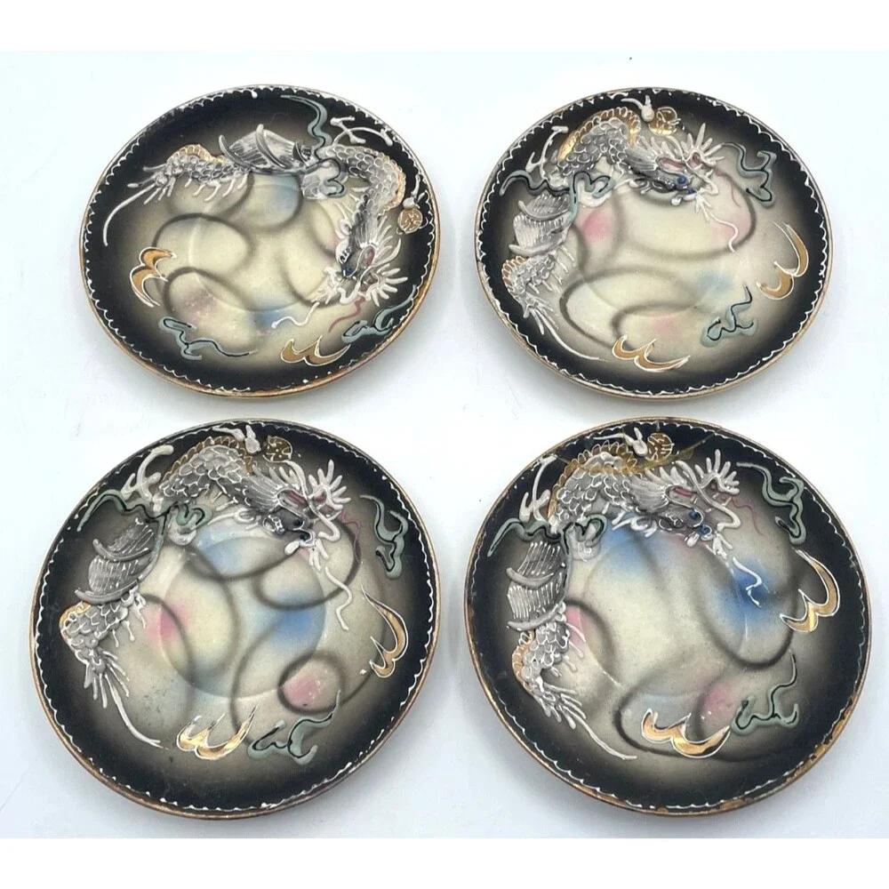 Vintage Dragon Ware Tea Set Moriage 13 Pieces Made in Japan 1940s